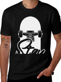 Skateboard Graphic Tee - Black Cotton T-Shirt