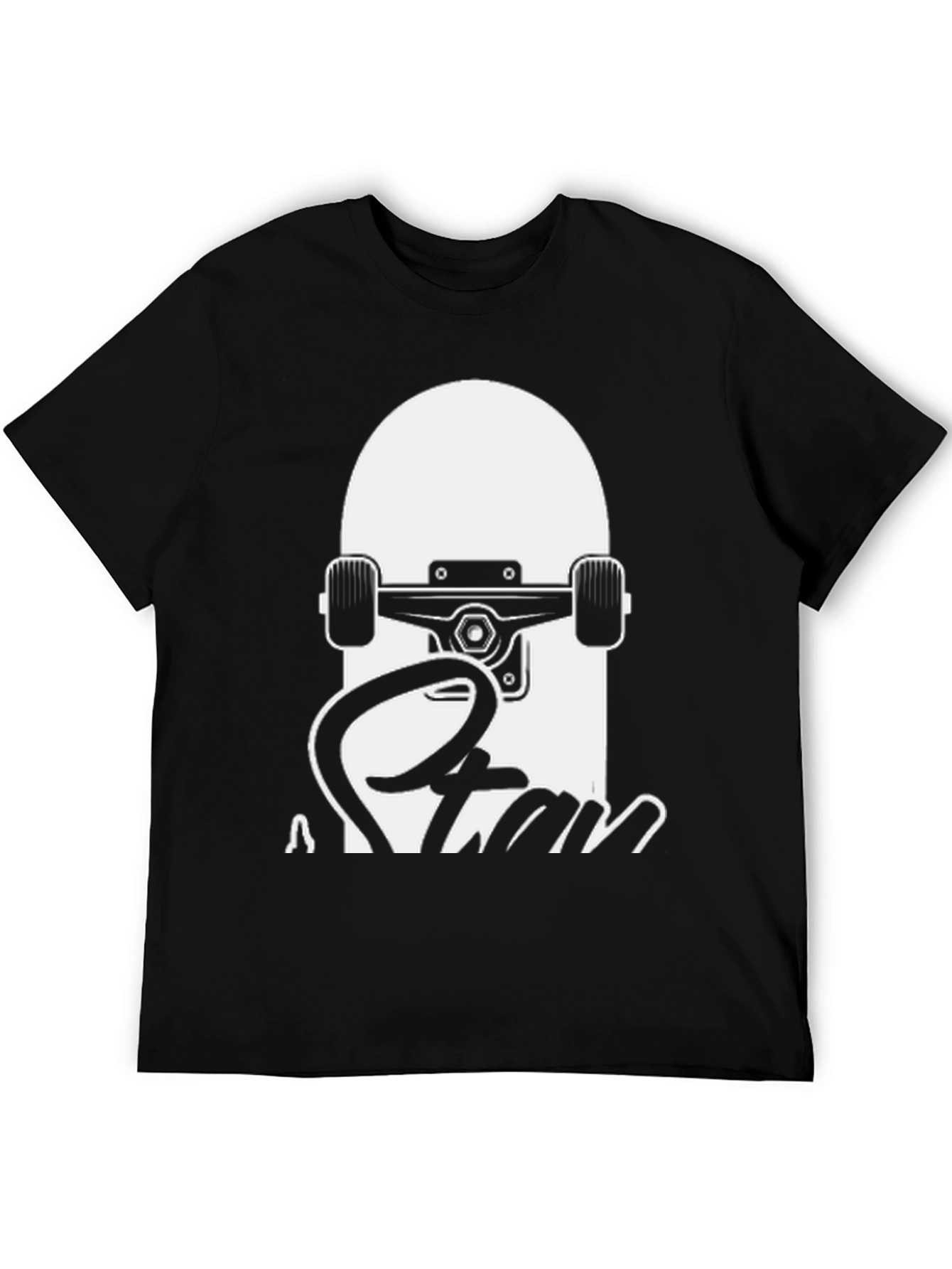 Skateboard Graphic Tee - Black Cotton T-Shirt