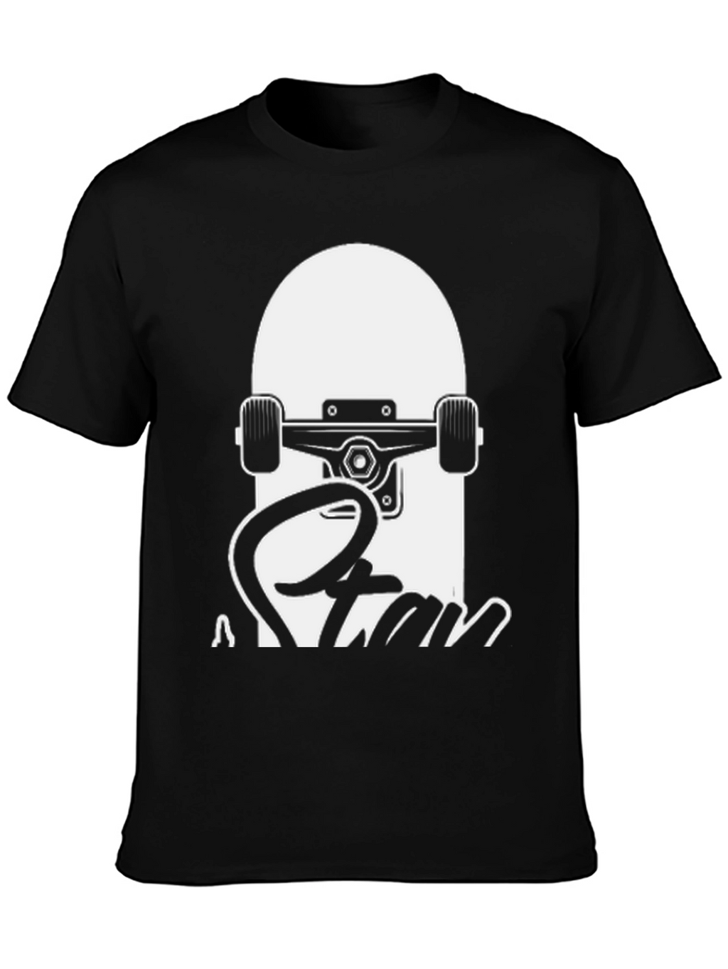 Skateboard Graphic Tee - Black Cotton T-Shirt