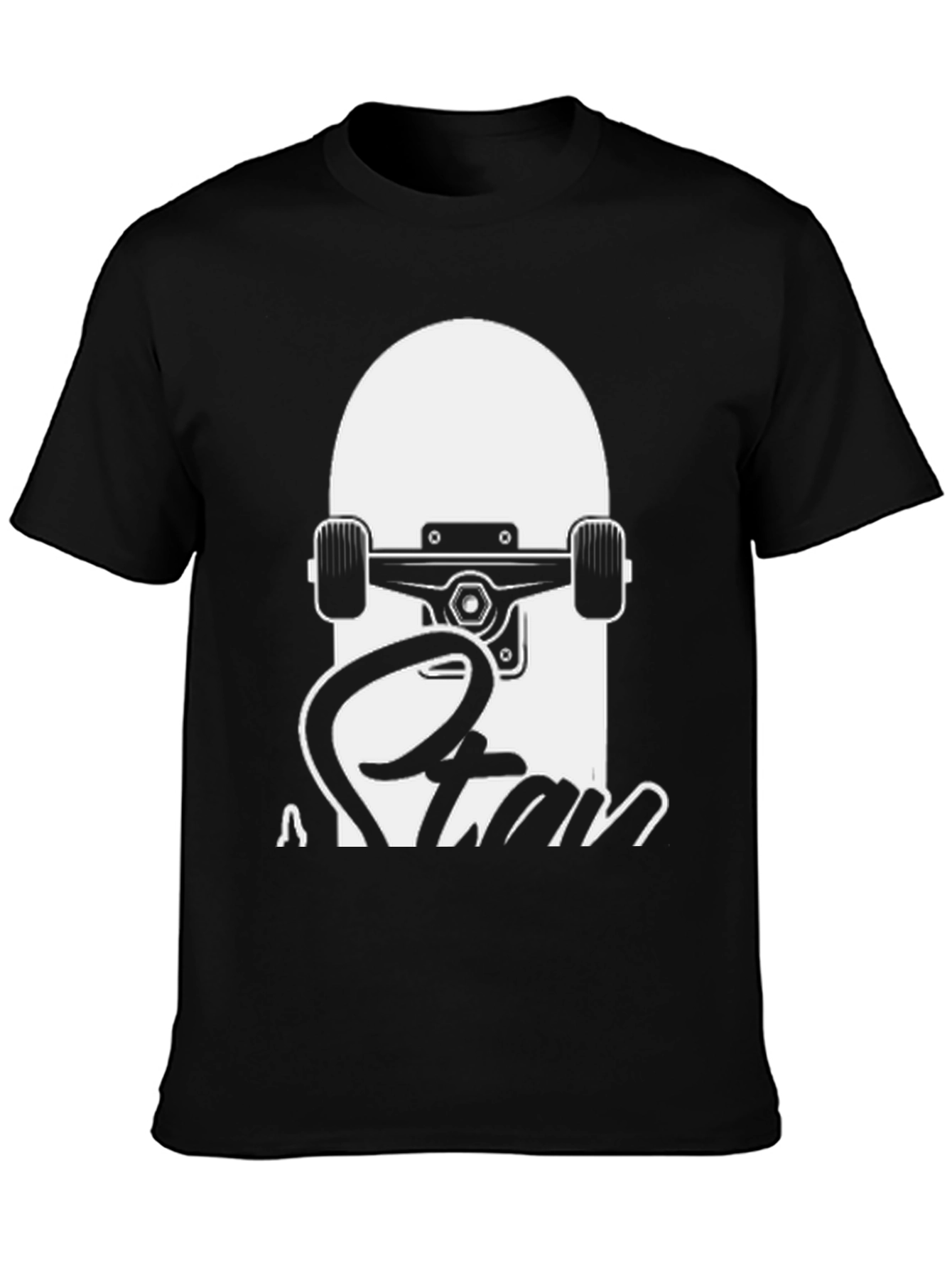 Skateboard Graphic Tee - Black Cotton T-Shirt