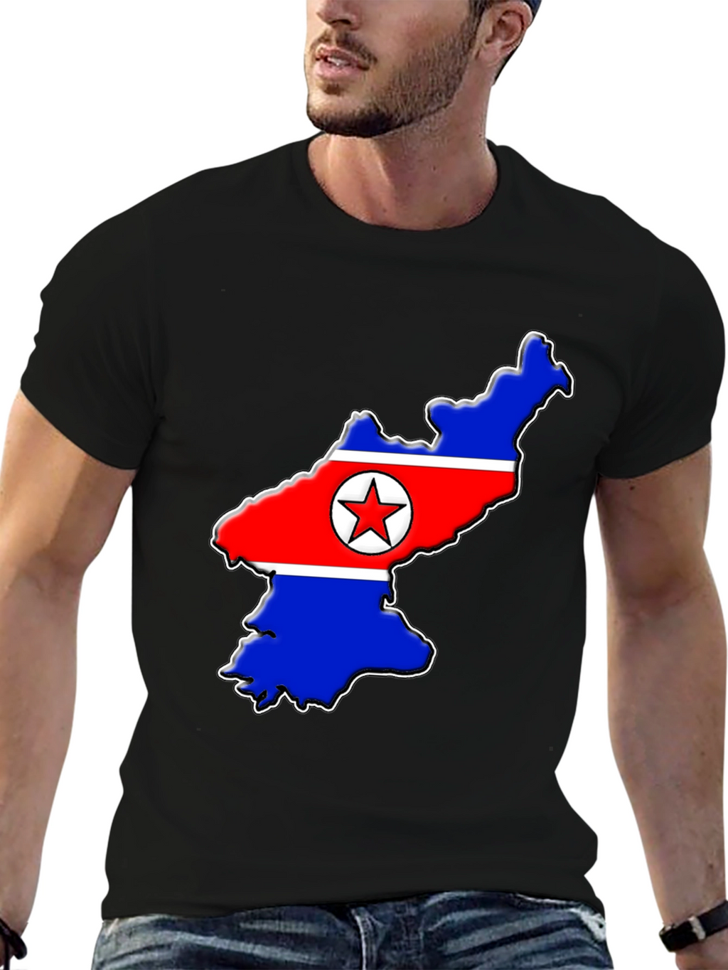 North Korea Flag Map T-Shirt