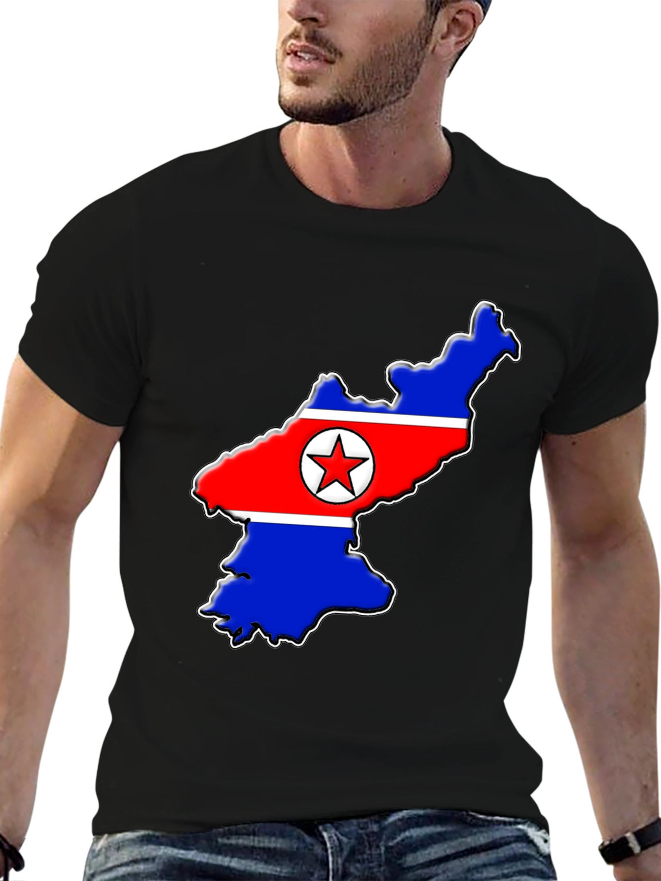 North Korea Flag Map T-Shirt