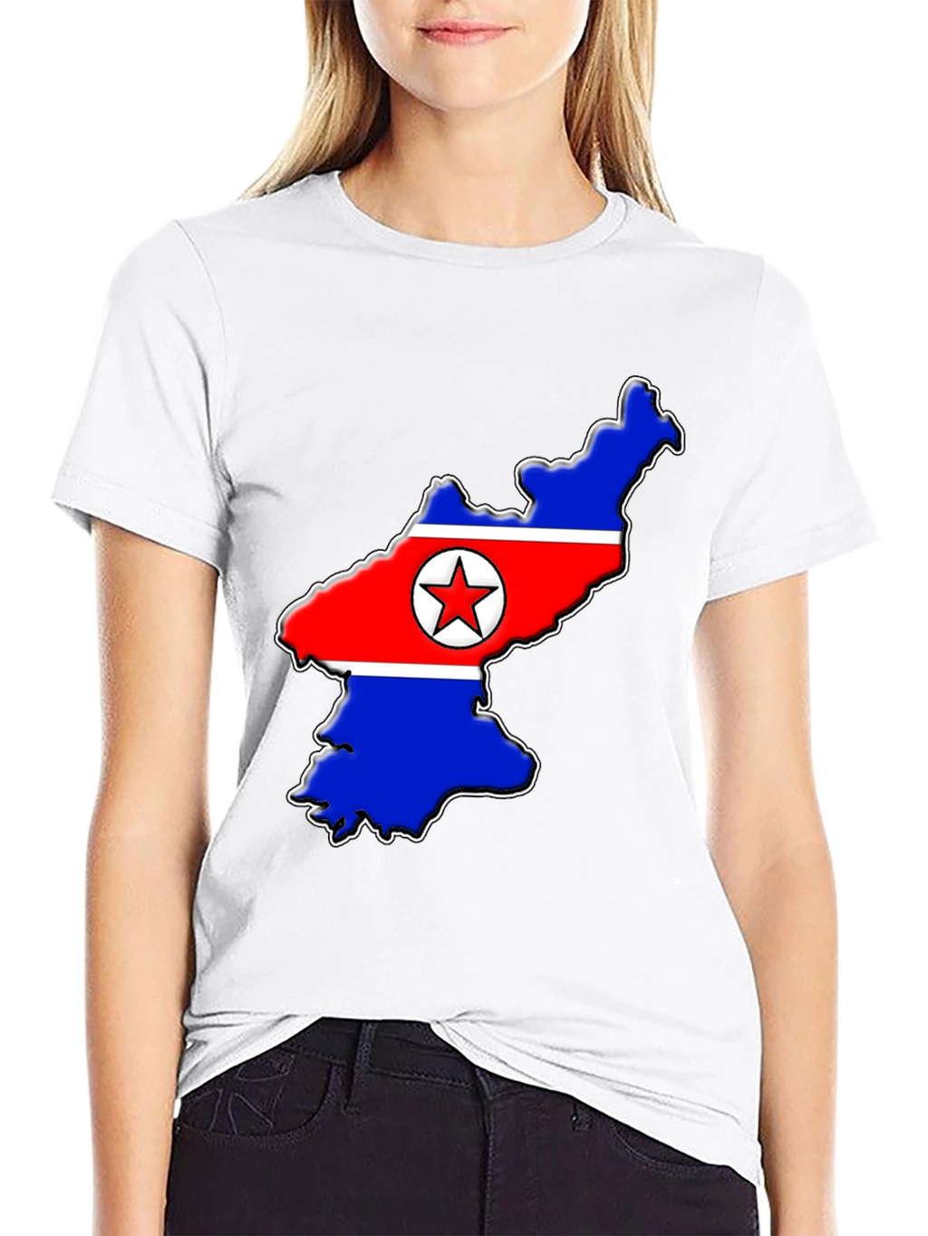 North Korea Flag Map T-Shirt