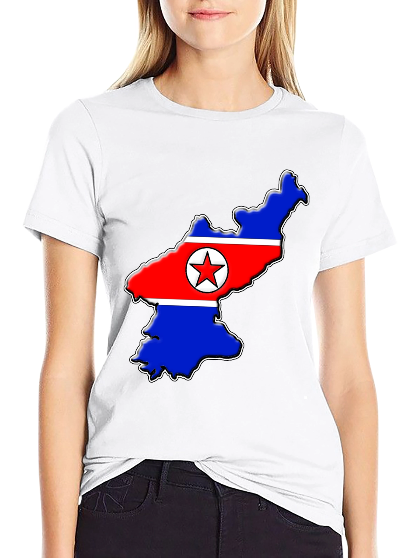 North Korea Flag Map T-Shirt