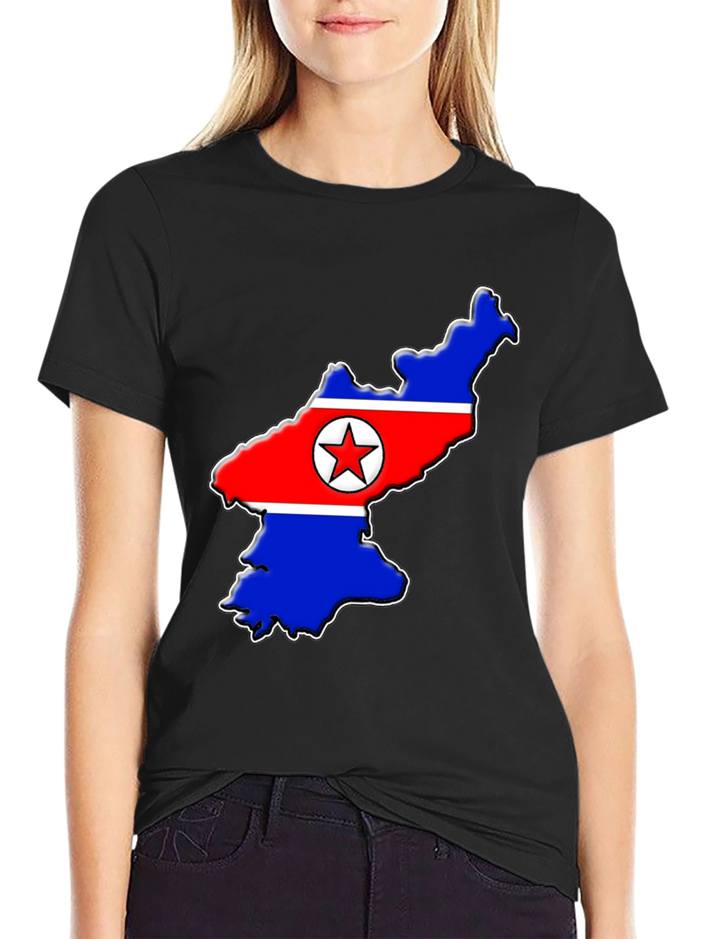 North Korea Flag Map T-Shirt