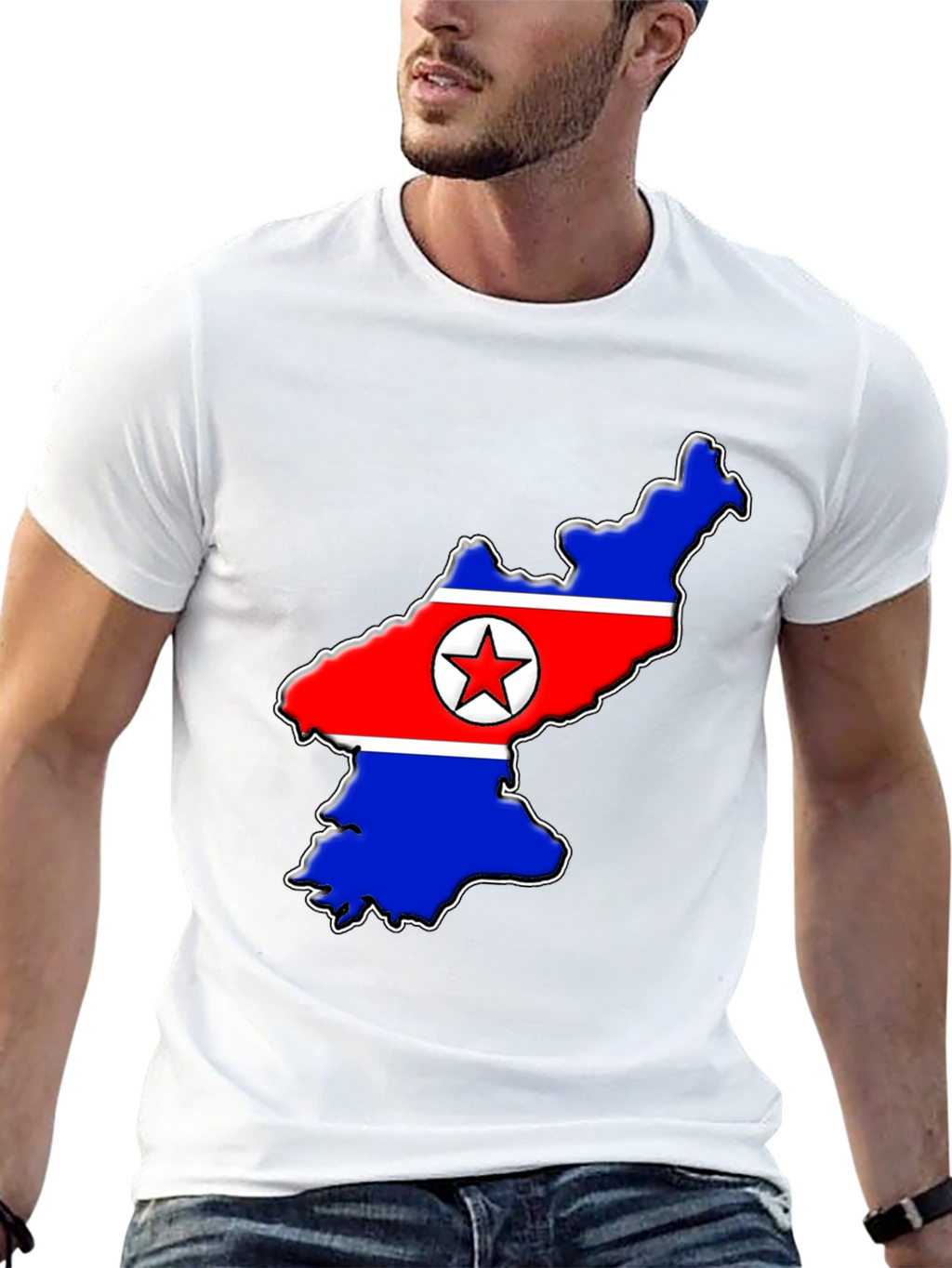 North Korea Flag Map T-Shirt