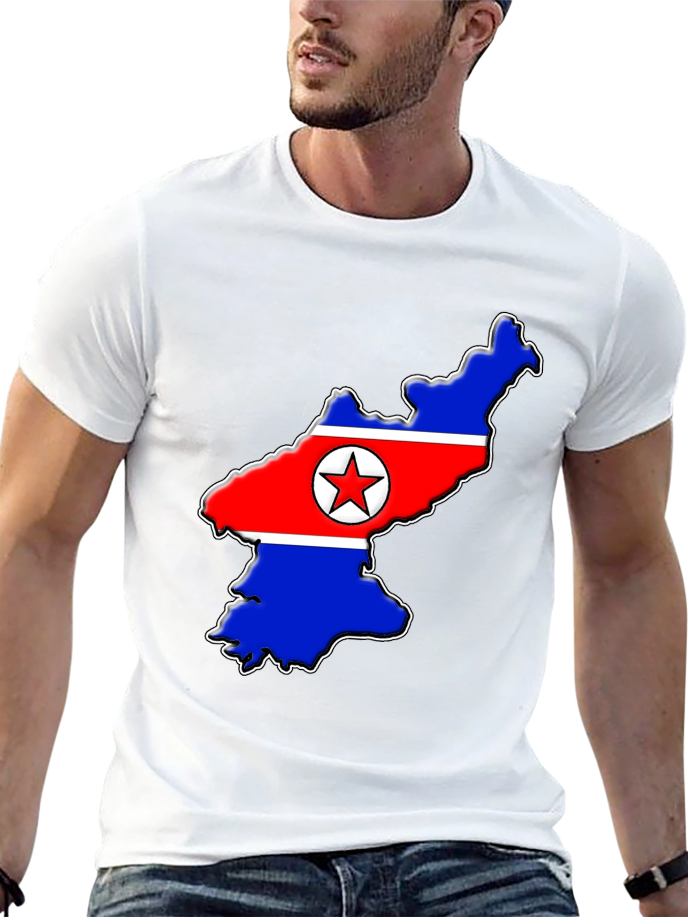 North Korea Flag Map T-Shirt