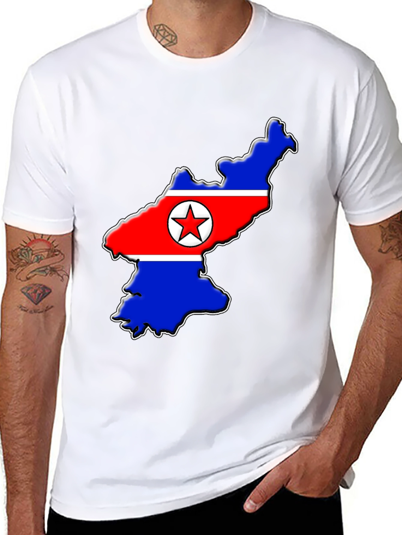 North Korea Flag Map T-Shirt