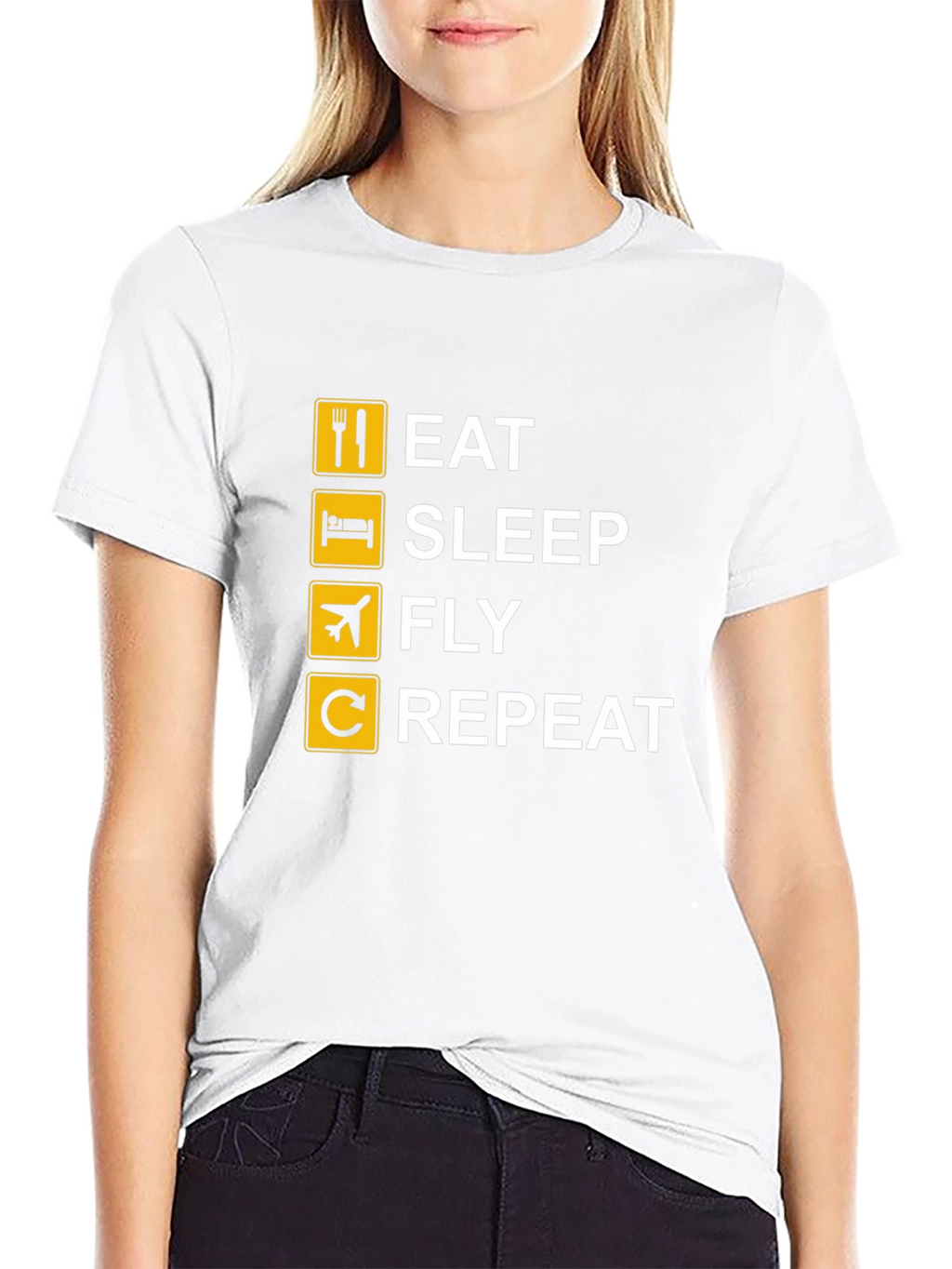 Eat Sleep Fly Repeat T-Shirt - Black