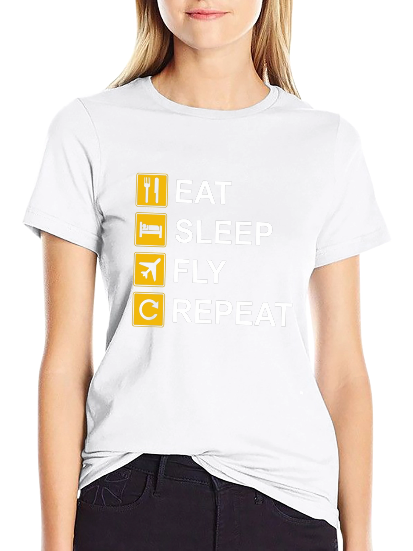Eat Sleep Fly Repeat T-Shirt - Black