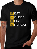 Eat Sleep Fly Repeat T-Shirt - Black