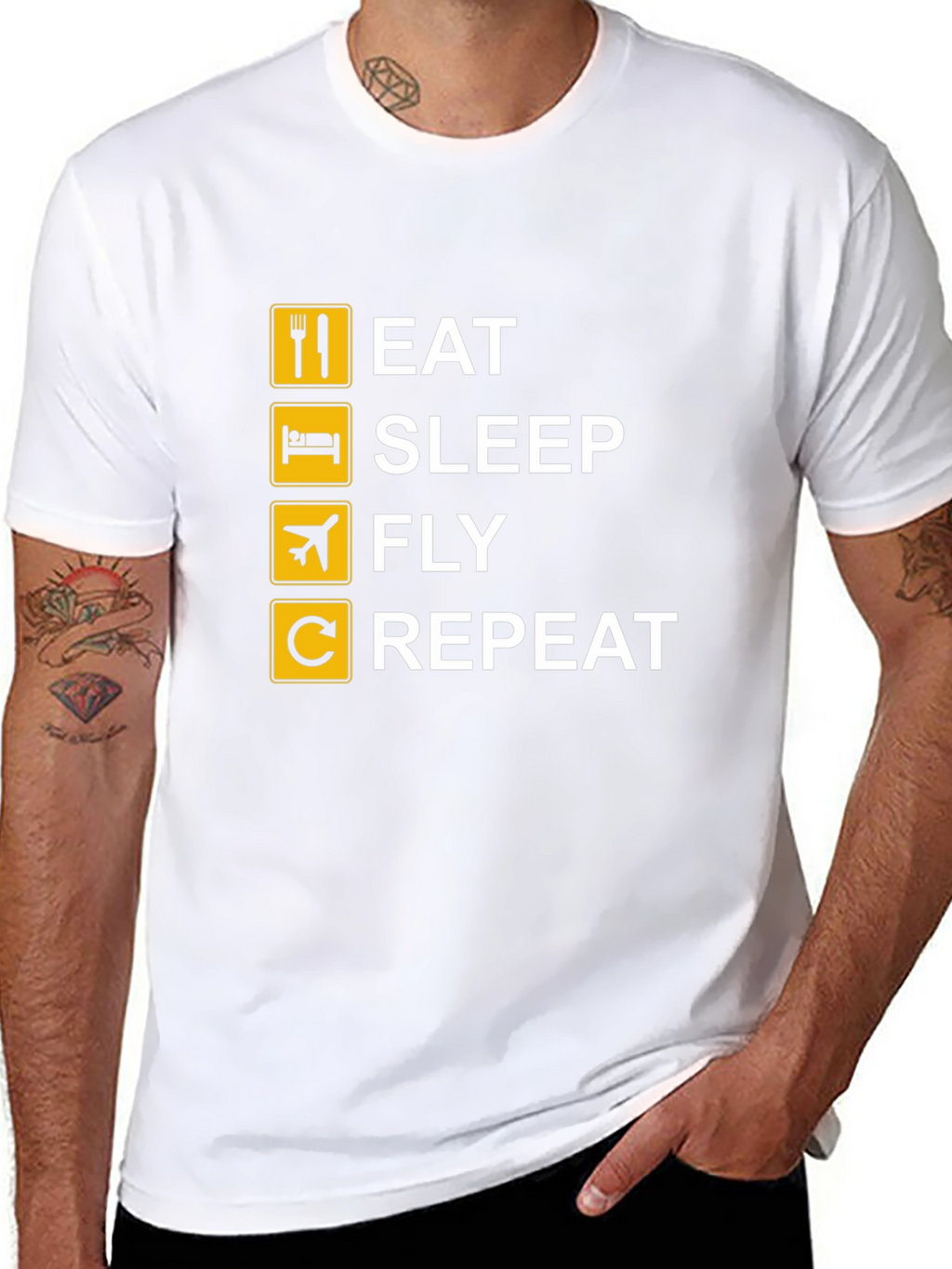 Eat Sleep Fly Repeat T-Shirt - Black