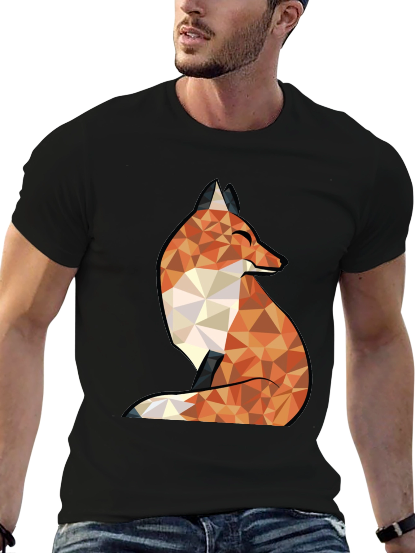 Geometric Fox Graphic Tee - Stylish & Unique Design