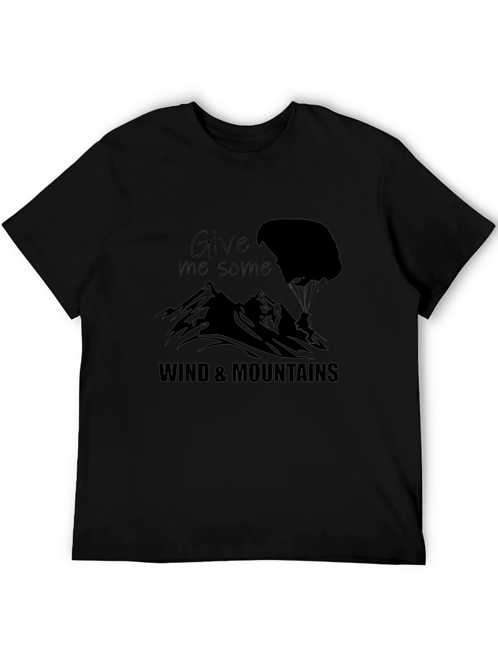 Mens Black Wind & Mountains Graphic Tee