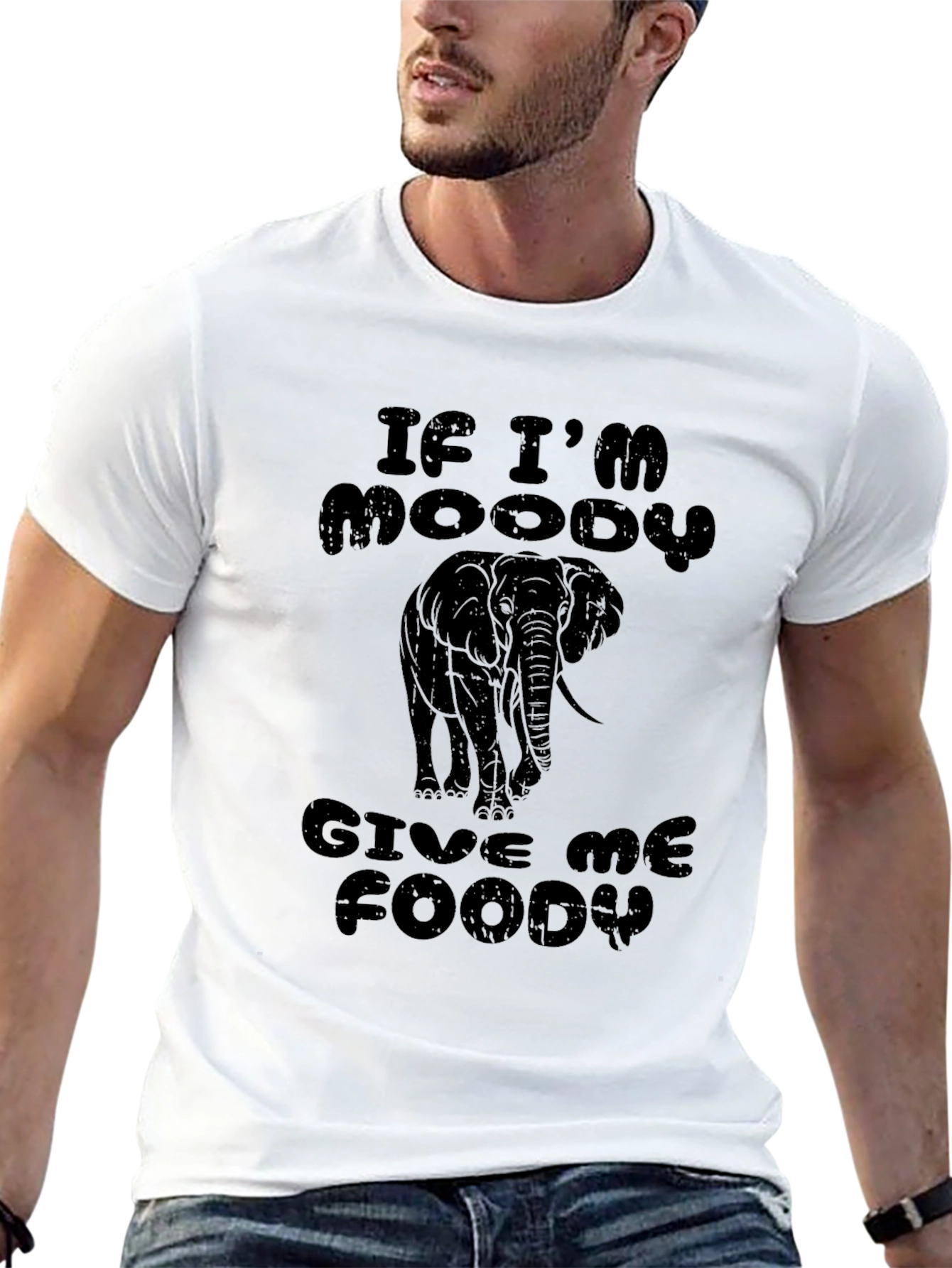 Moody Elephant Graphic Print Mens Tee