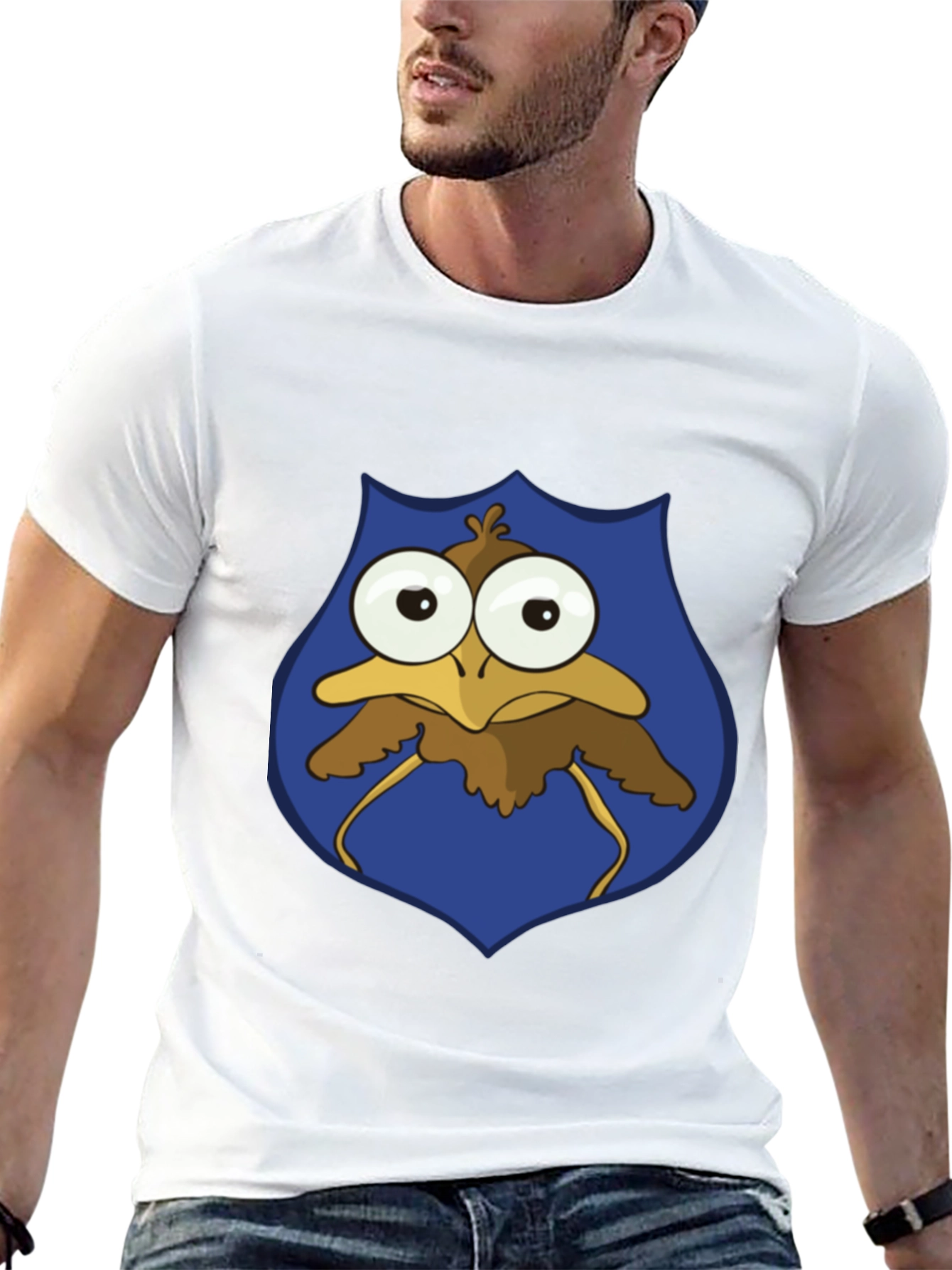 Funny Cartoon Bird T-Shirt - Googly Eyes Graphic Tee