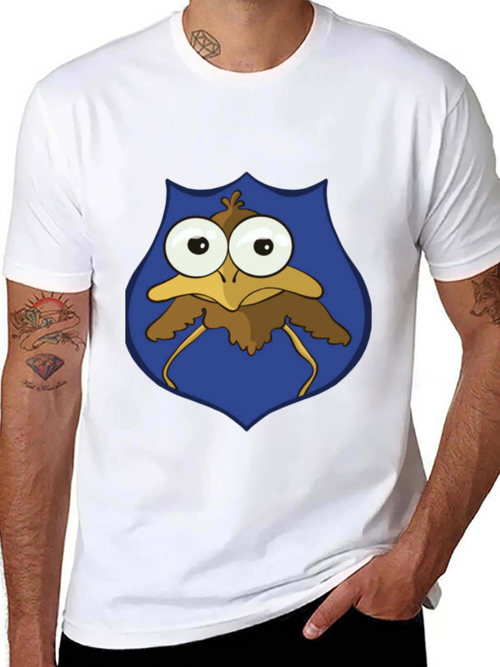 Funny Cartoon Bird T-Shirt - Googly Eyes Graphic Tee