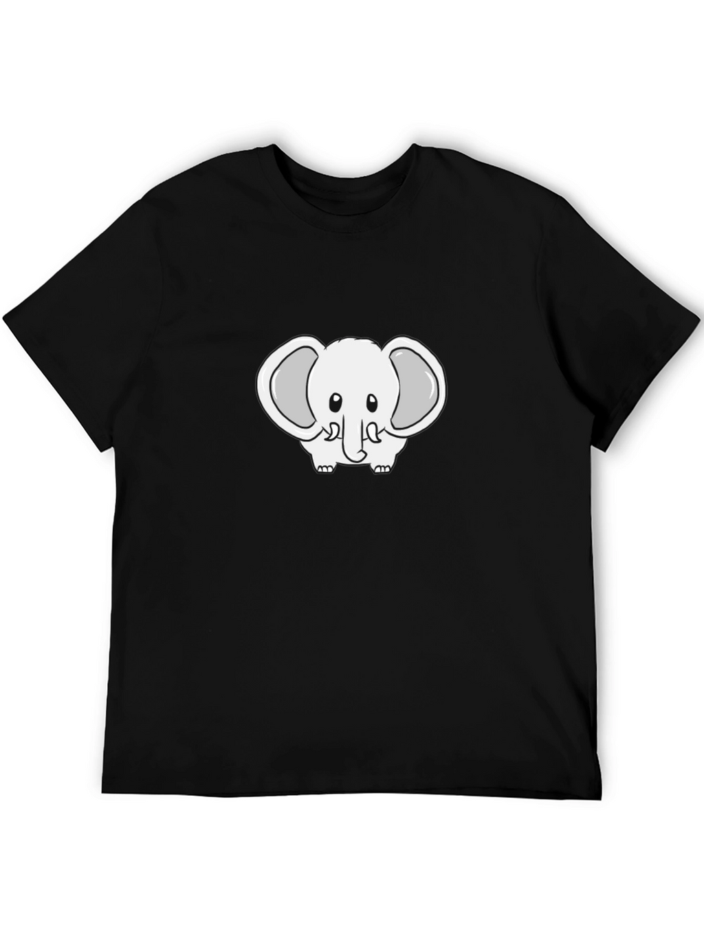 Cute Cartoon Elephant Black T-Shirt