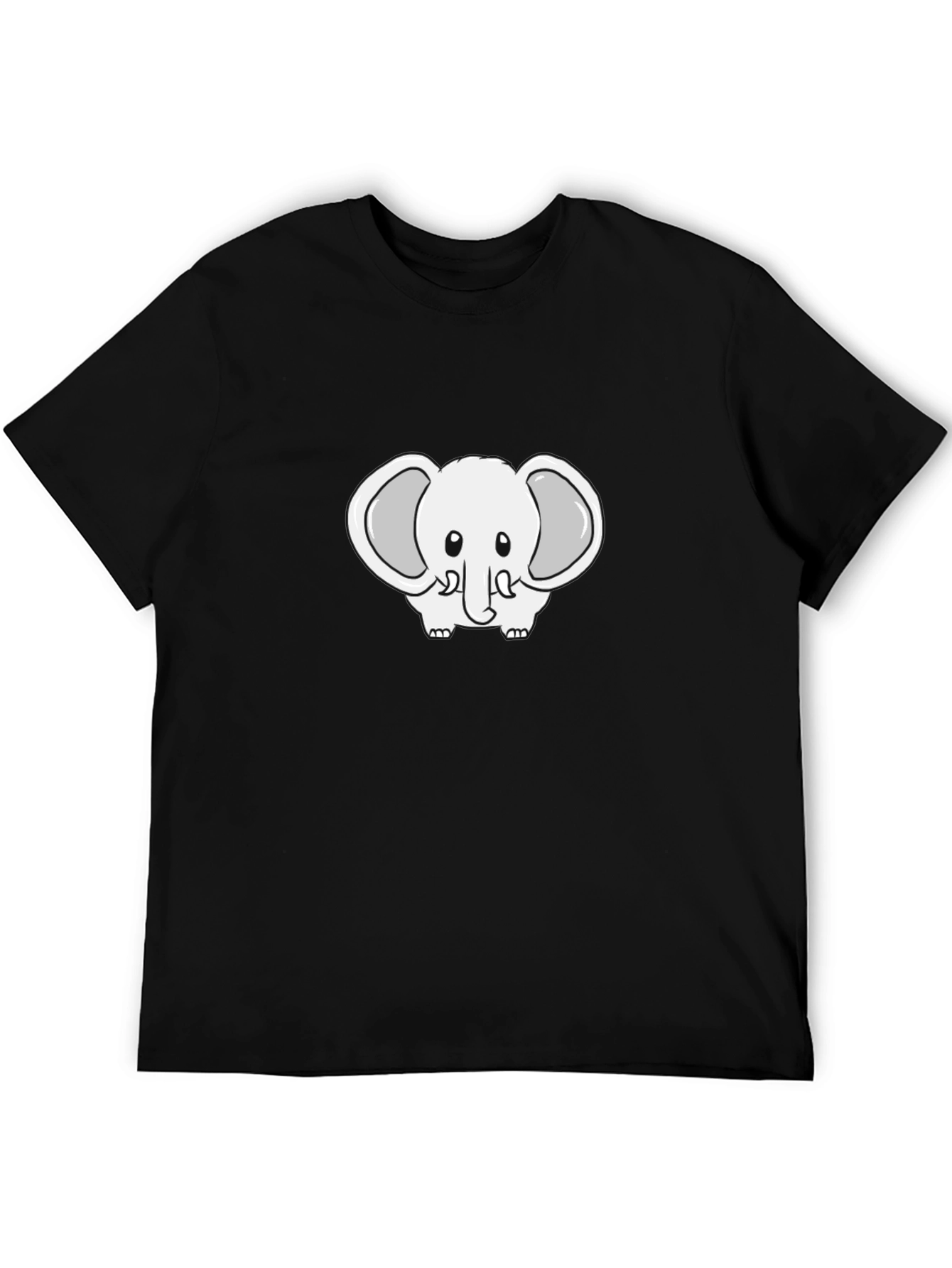 Cute Cartoon Elephant Black T-Shirt