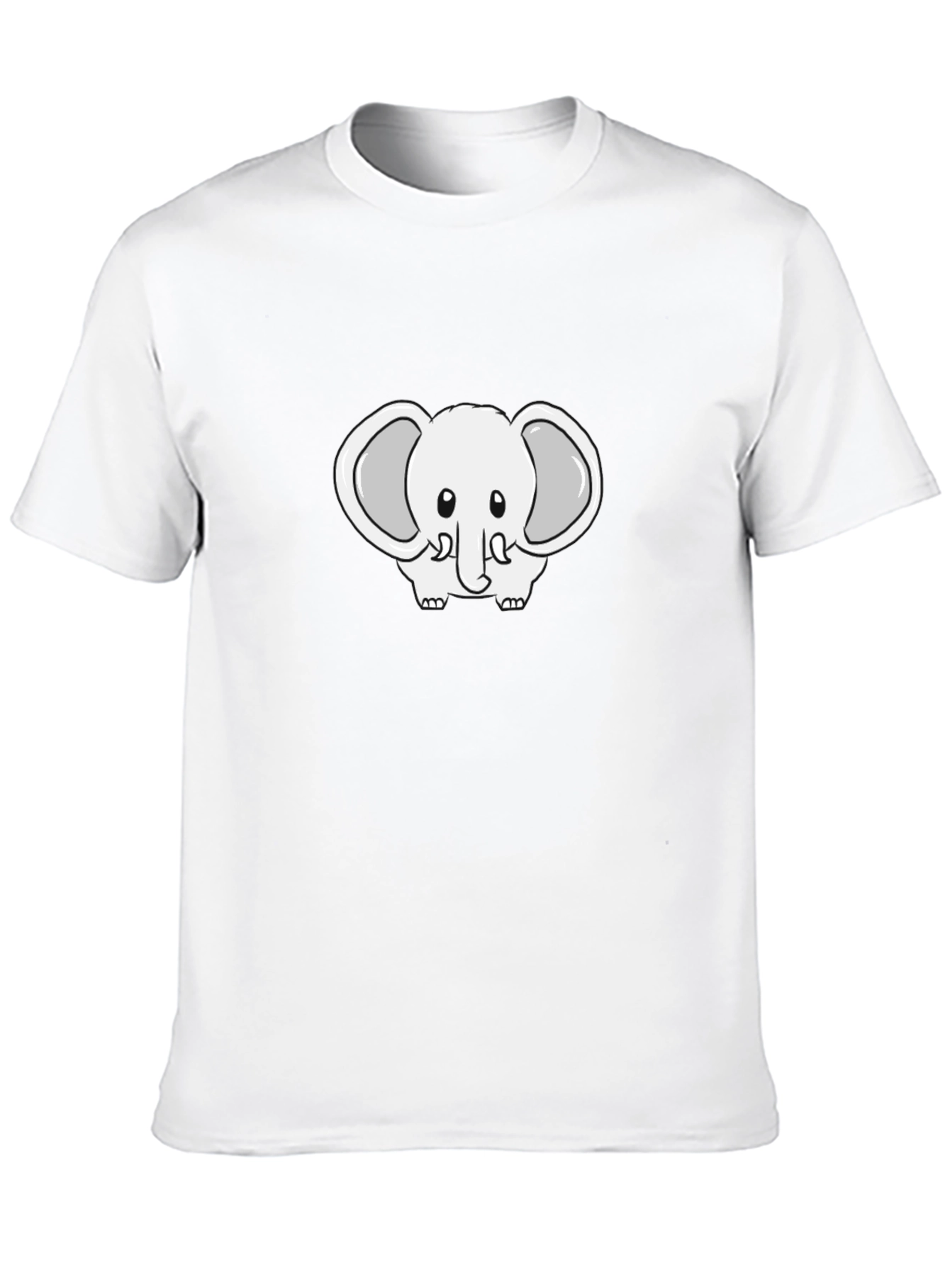 Cute Cartoon Elephant Black T-Shirt