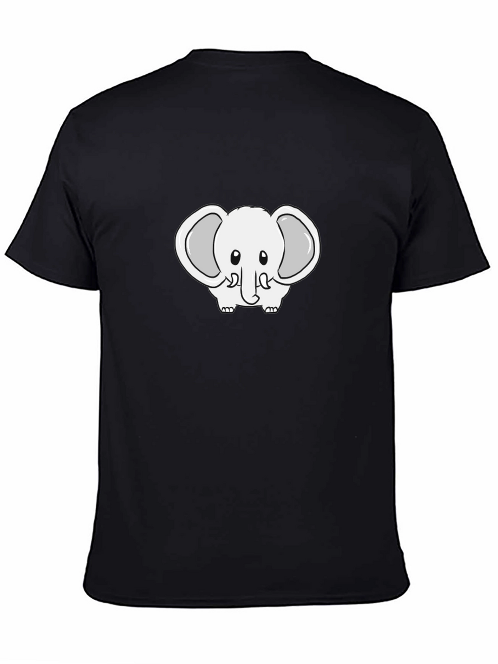 Cute Cartoon Elephant Black T-Shirt