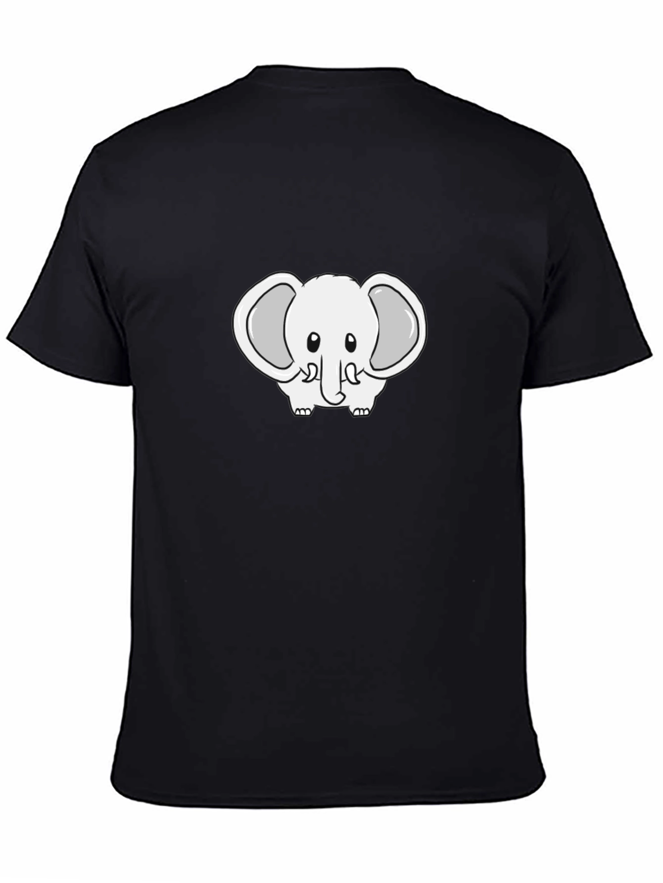 Cute Cartoon Elephant Black T-Shirt