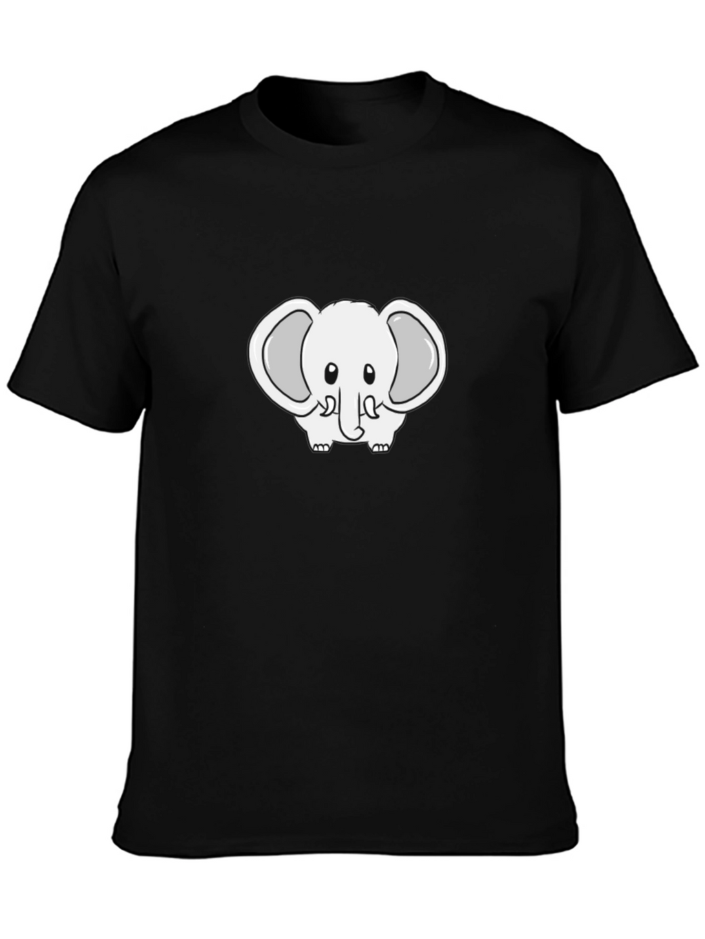 Cute Cartoon Elephant Black T-Shirt