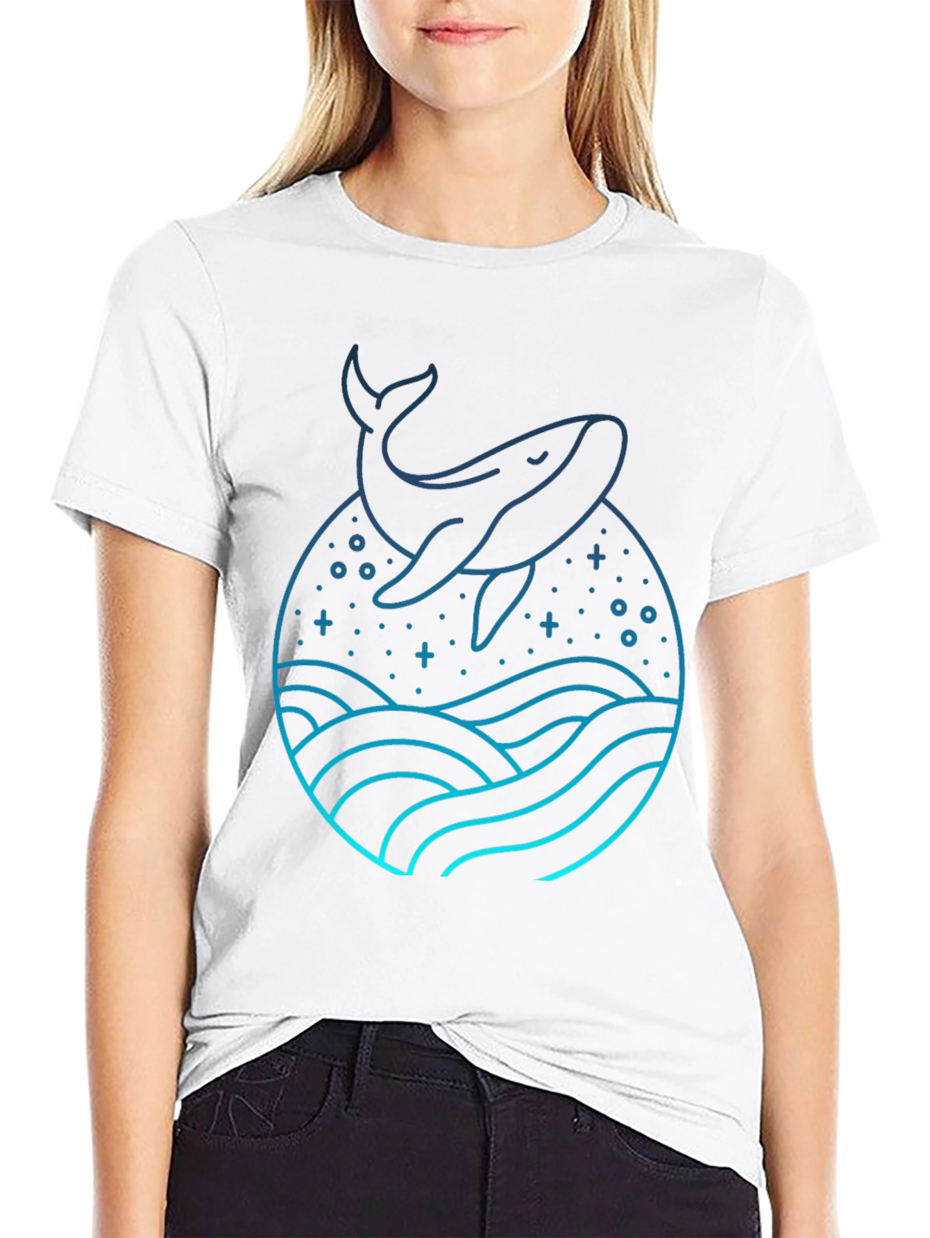 Whale Graphic Tee - Black Cotton Blend