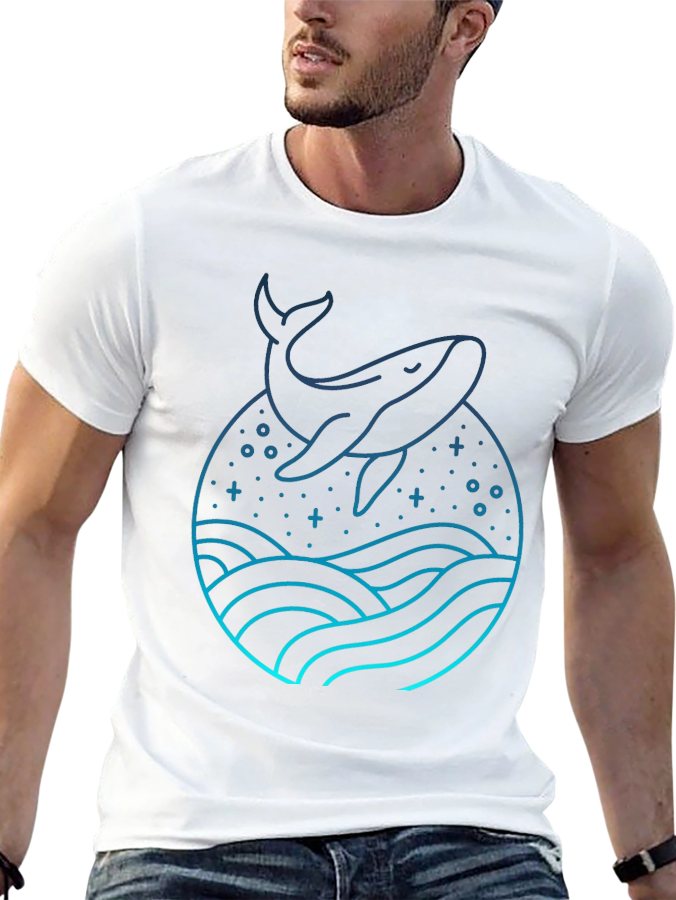 Whale Graphic Tee - Black Cotton Blend