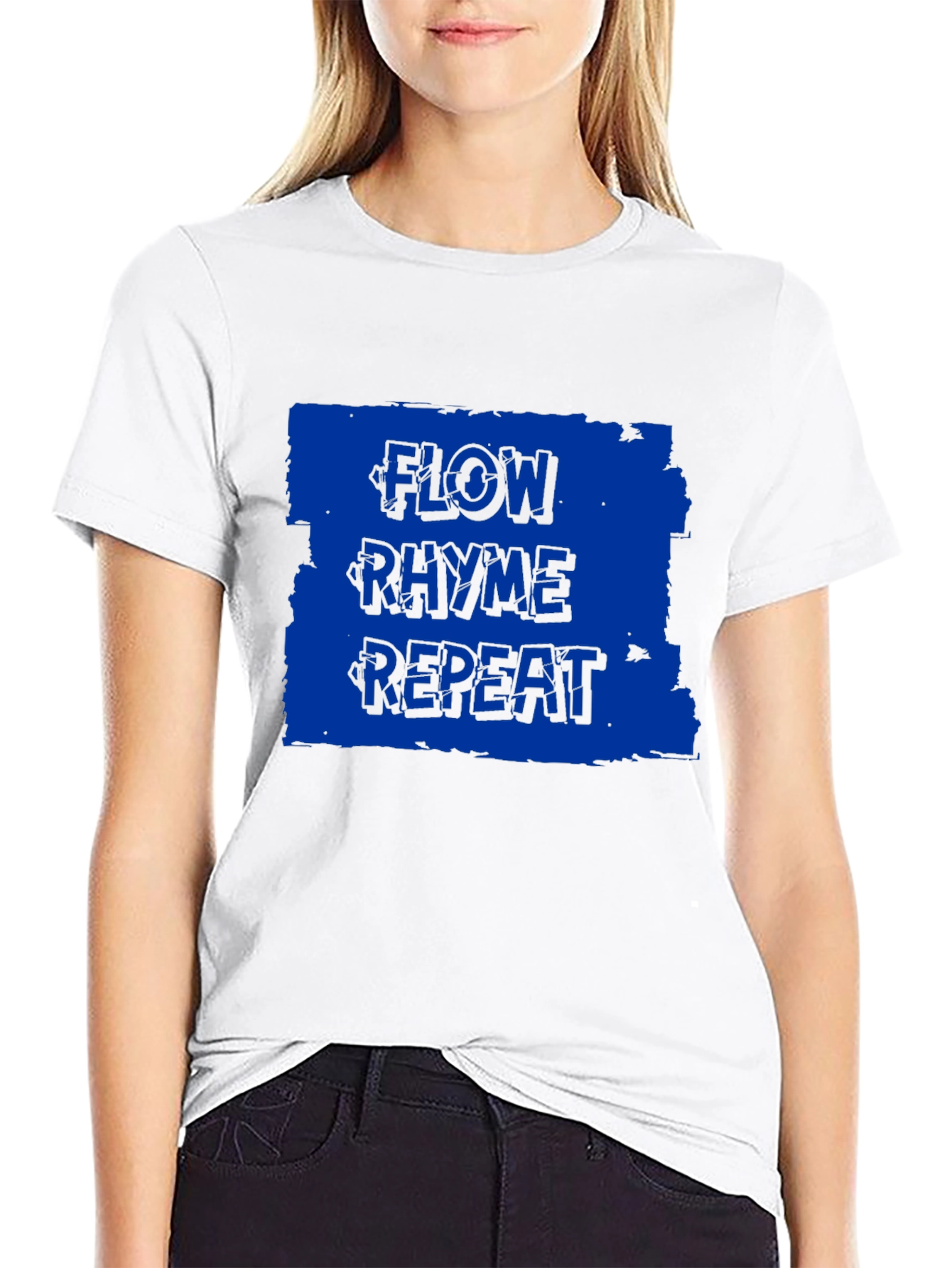 Flow Rhyme Repeat Graphic Tee - Black Cotton T-Shirt