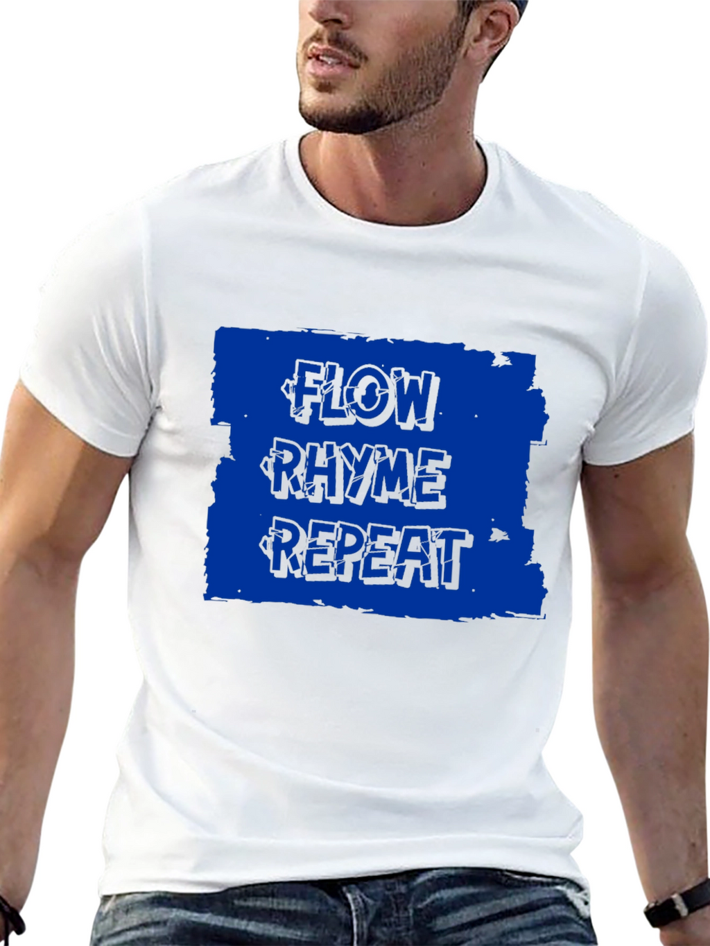 Flow Rhyme Repeat Graphic Tee - Black Cotton T-Shirt