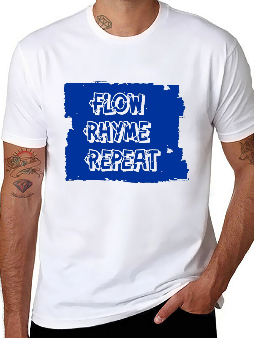 Flow Rhyme Repeat Graphic Tee - Black Cotton T-Shirt