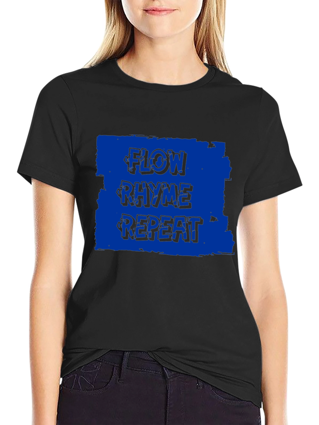 Flow Rhyme Repeat Graphic Tee - Black Cotton T-Shirt