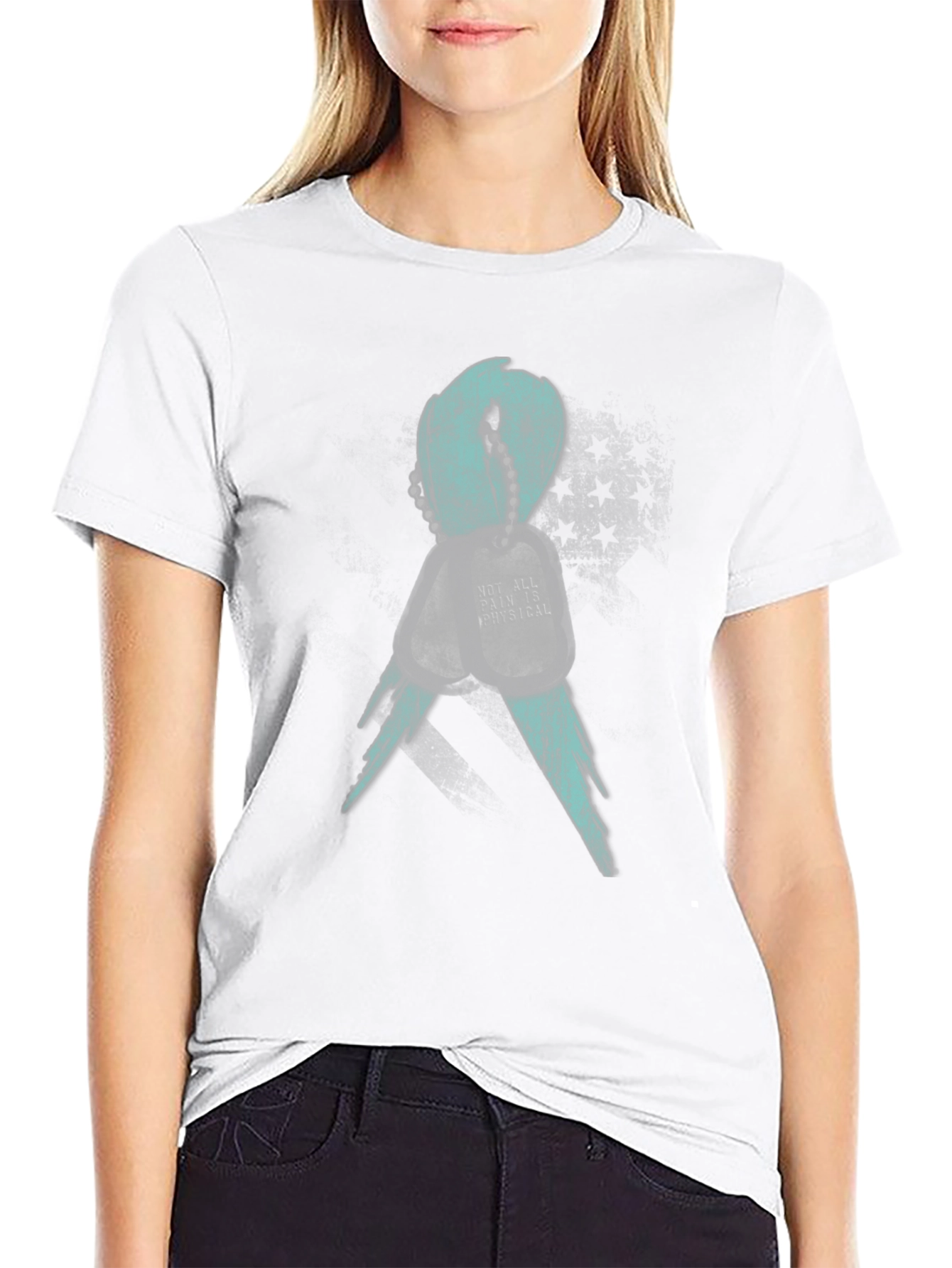 Mental Health Awareness Ribbon T-Shirt - Teal