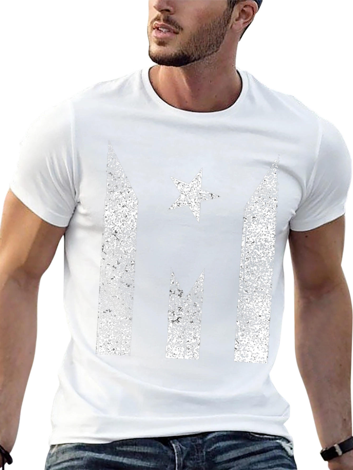 Distressed Puerto Rico Flag Star Graphic T-Shirt