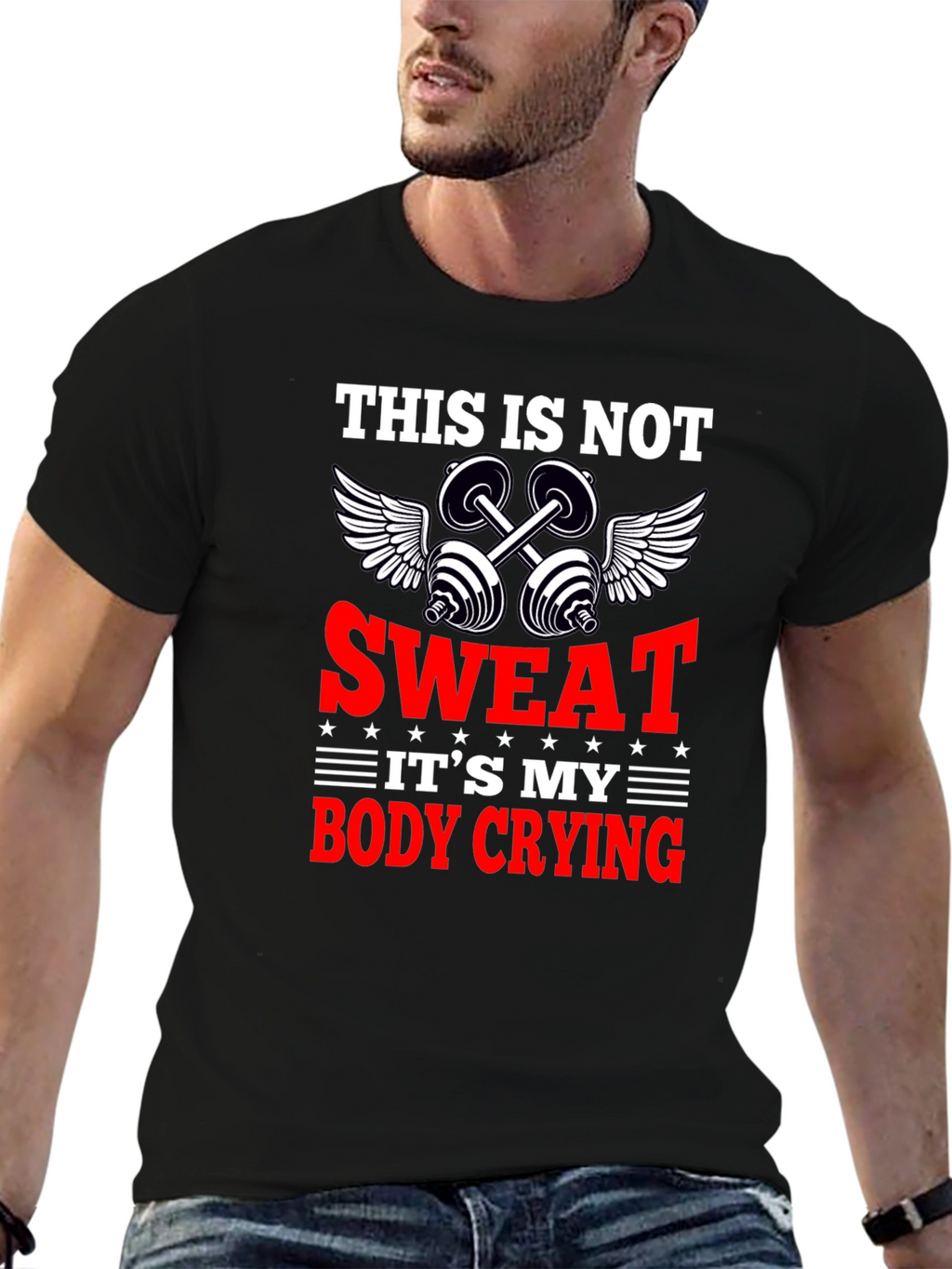 Funny Workout Gym T-Shirt - Body Crying Sweat