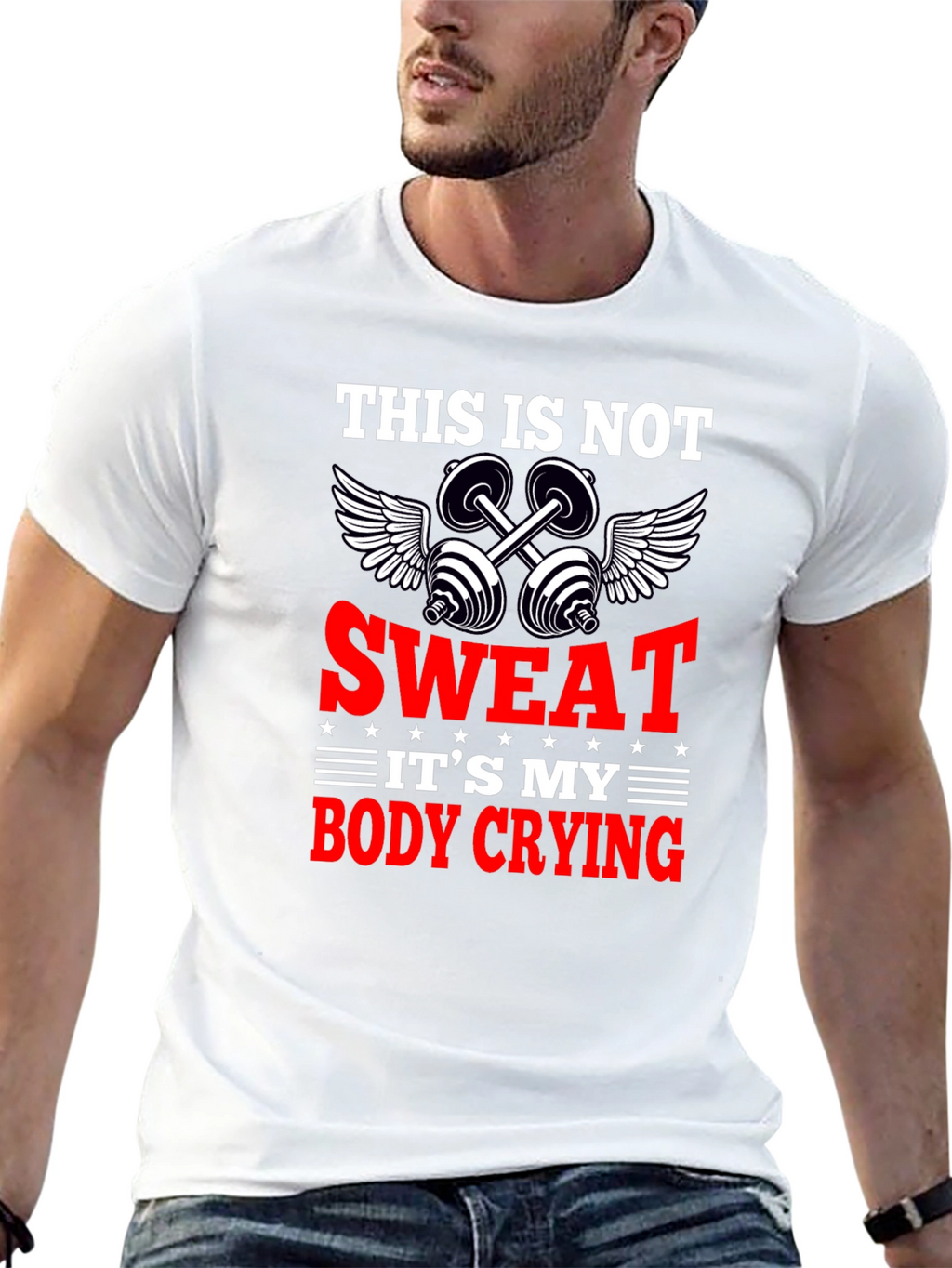 Funny Workout Gym T-Shirt - Body Crying Sweat