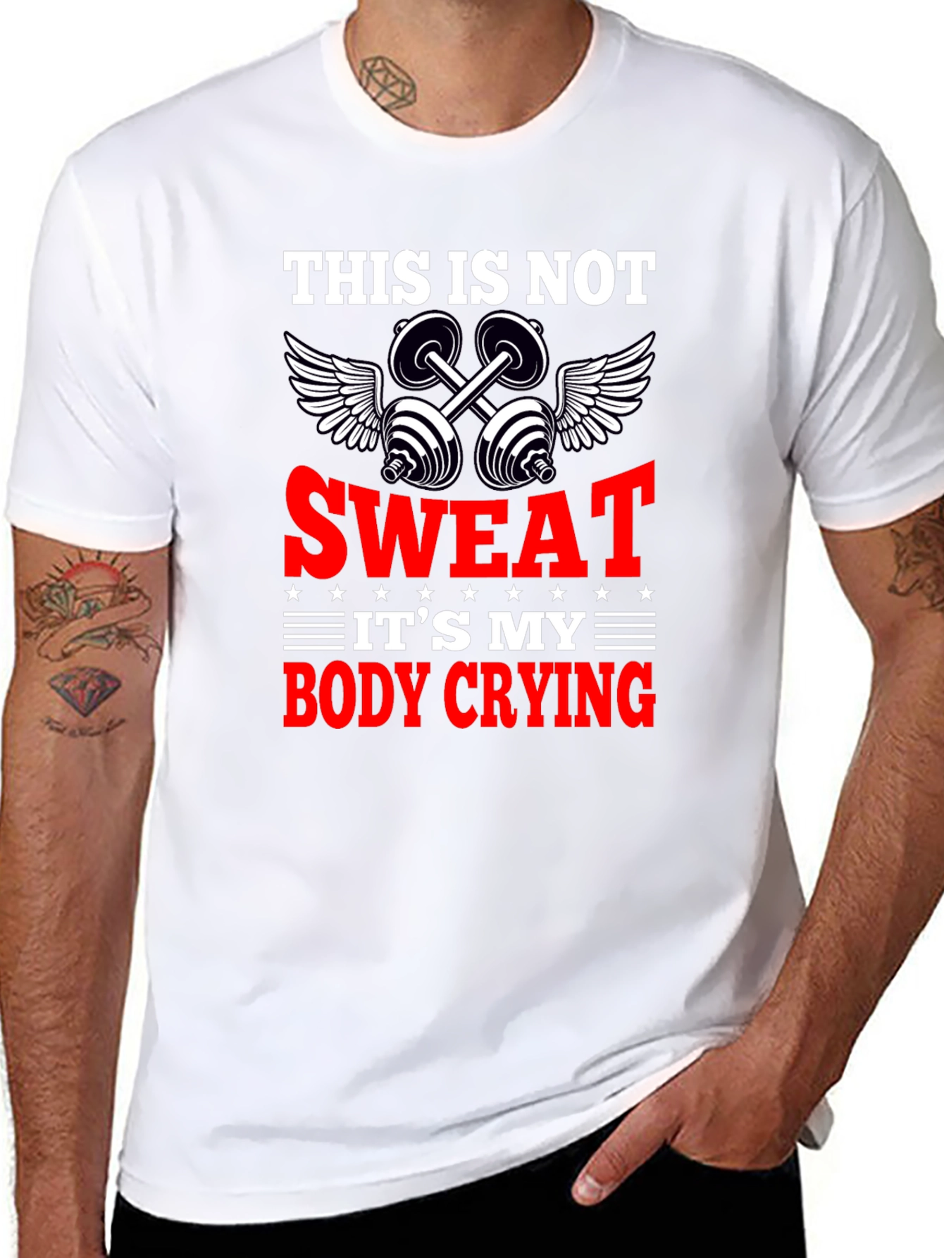 Funny Workout Gym T-Shirt - Body Crying Sweat