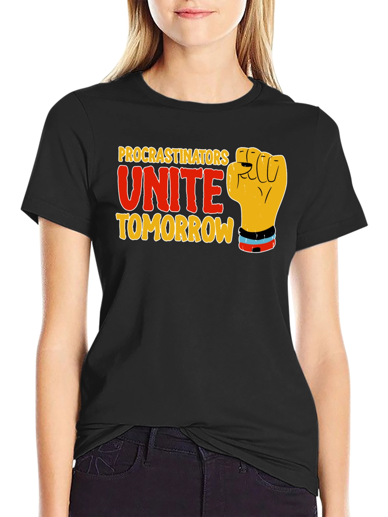 Procrastinators Unite Tomorrow Black T-Shirt