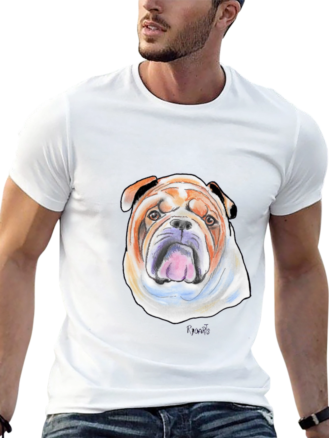 Bulldog Portrait Graphic Tee - Unisex Black T-Shirt