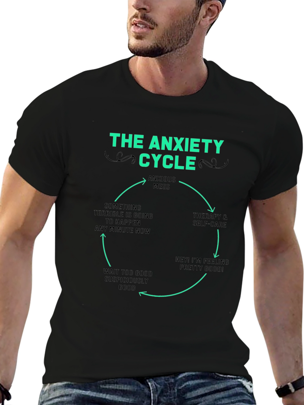 The Anxiety Cycle T-Shirt - Funny Mental Health Tee