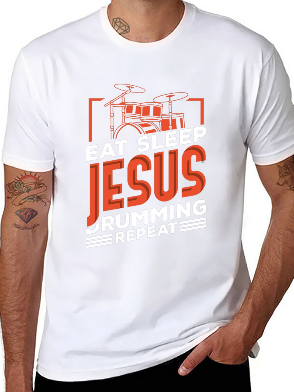Eat Sleep Jesus Drumming Repeat T-Shirt
