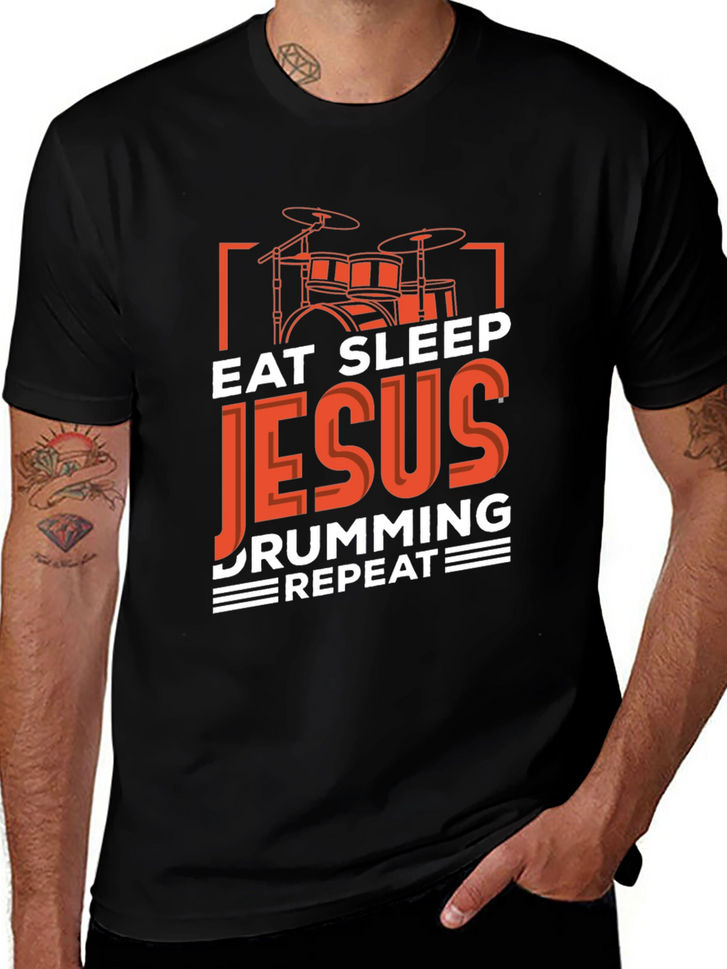 Eat Sleep Jesus Drumming Repeat T-Shirt