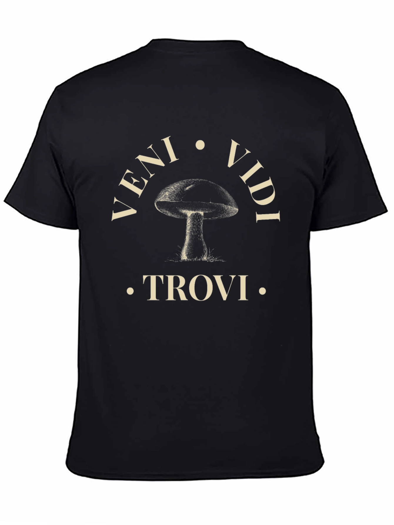 Veni Vidi Trovi Mushroom T-Shirt - Black