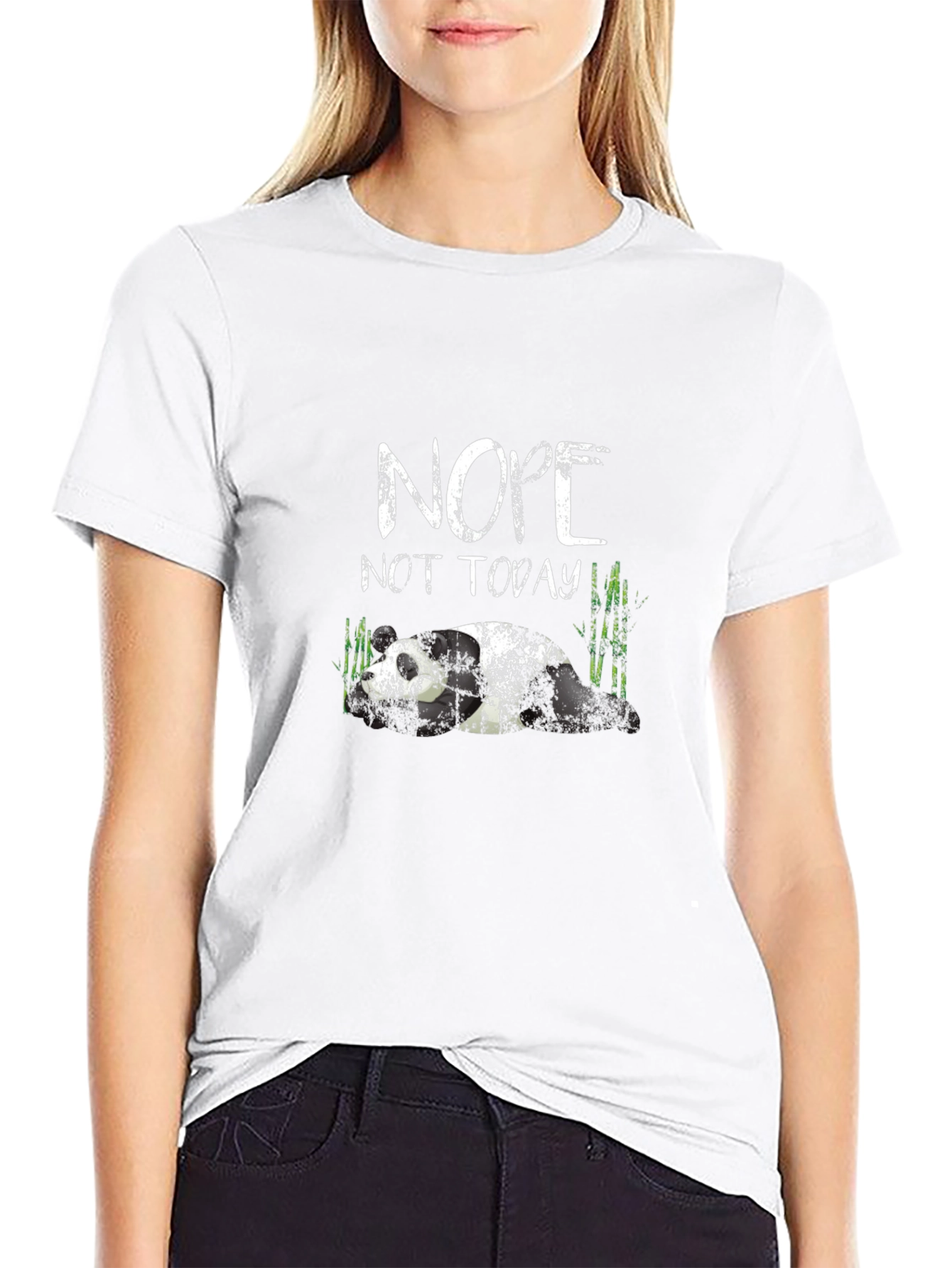 Nope Not Today Panda Black T-Shirt