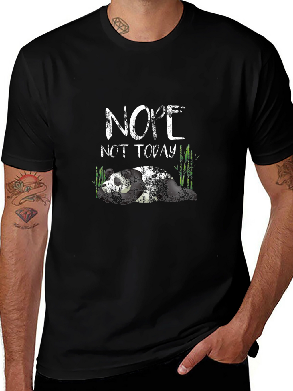 Nope Not Today Panda Black T-Shirt