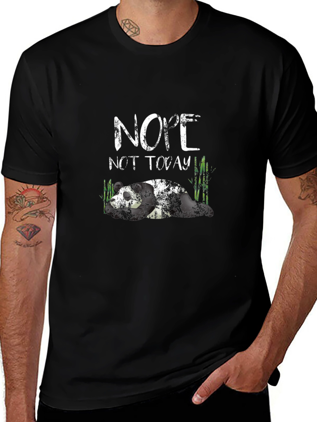 Nope Not Today Panda Black T-Shirt