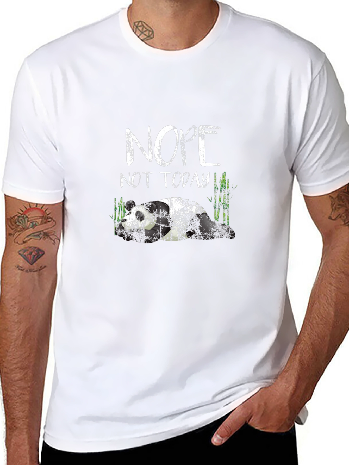 Nope Not Today Panda Black T-Shirt