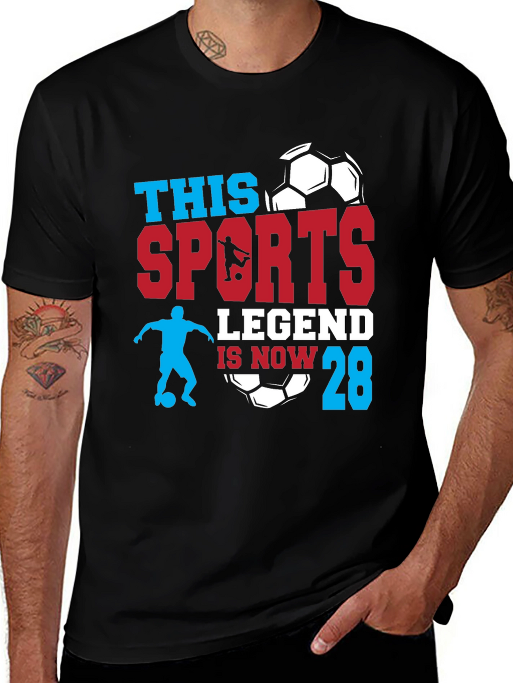 Sports Legend 28th Birthday Soccer Graphic T-Shirt