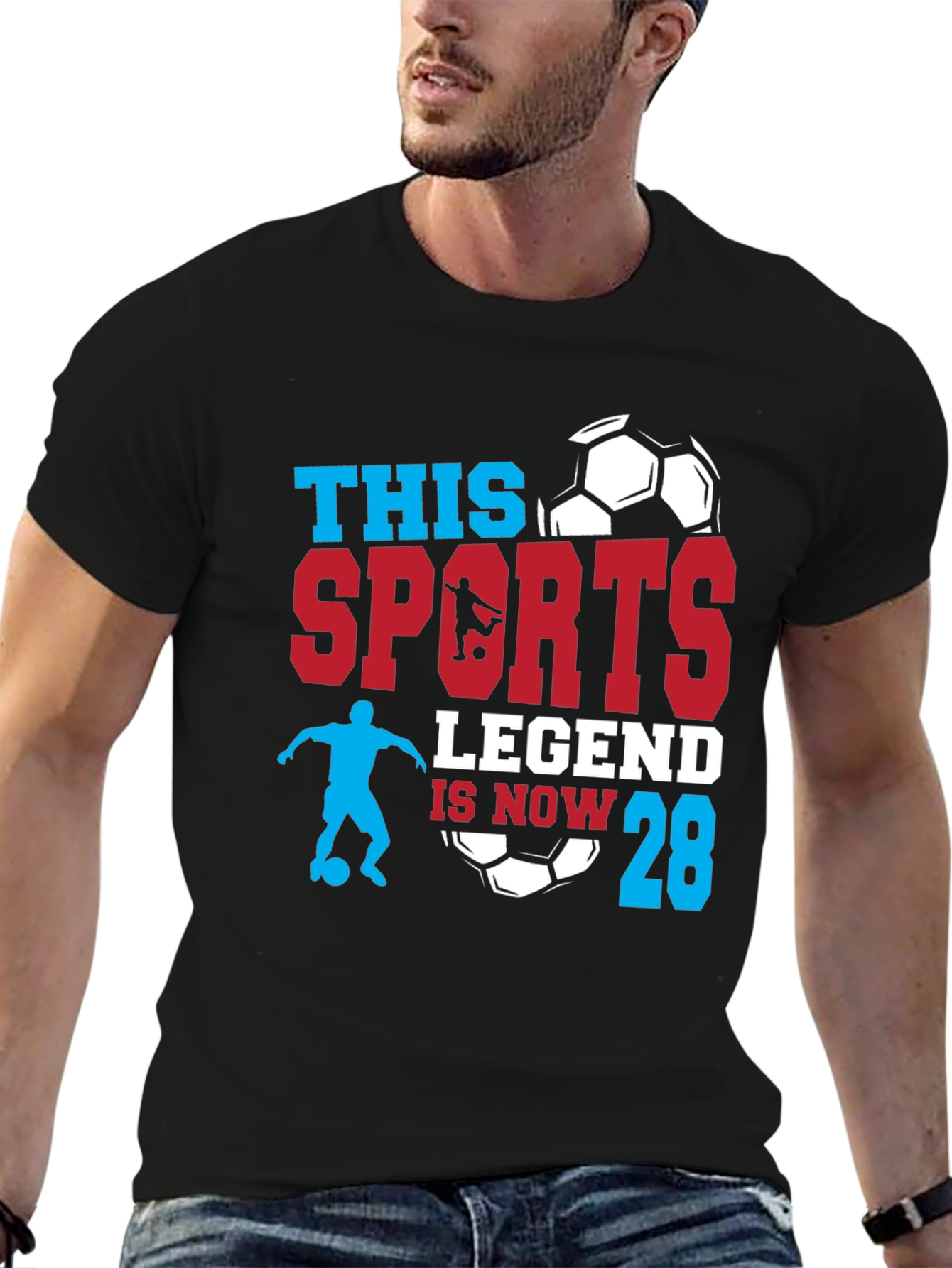 Sports Legend 28th Birthday Soccer Graphic T-Shirt
